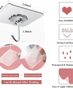 Alternative view of DDMY Adhesive Wall Hooks Clear 50lb(Max) Heavy Duty Hanging Sticky-10 Pack | Heavy Duty Hooks for Walls Hanging 50 lbs No Damage. Waterproof Sticky Transparent Ceiling Hook for Towel/Kitchen/Outdoor