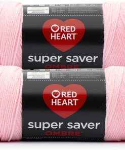 Red Heart Super Saver Jumbo Light Pink Yarn - 2 Pack of 10oz/283g - 100% Acrylic - #4 Worsted (Medium) - 482 Yards - Knitting/Crochet